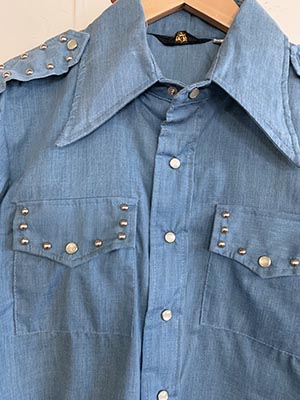 Sazz Vintage Clothing: (M) Mens Vintage 70s Denim Western Shirt 