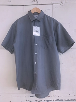 (M/L) Mens Vintage 80s Short Sleeved Shirt! Gray Linen, Never Worn!