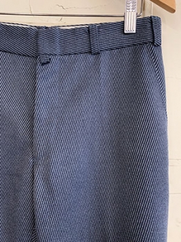 (30x29) Mens Vintage 70s Flared Disco Pants. Dark Blue Striped.