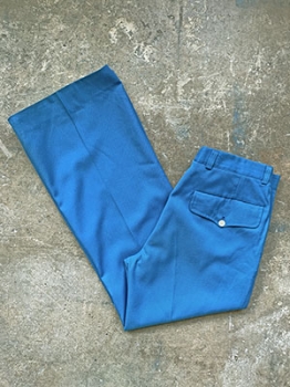 (36x31.5) Mens Vintage 80s Teal Blue Flared Pants.