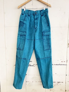 (28x31) Mens Vintage 80s Tapered Turquoise Acid Washed Jeans. Never Worn!
