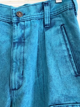 (32x32.5) Mens Vintage 80s Tapered Turquoise Acid Wash Jeans. Never Worn!