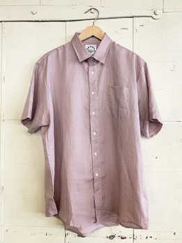 (L) Mens Vintage 80s Short Sleeved Shirt! Rose Linen. Never Worn.