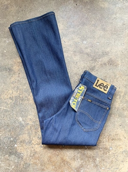 (34x33) Mens Vintage 70s Lee Stretch Flared Jeans. Dark Wash. Never Worn!