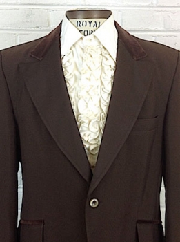 (39)  Men's Vintage 70's Tuxedo Jacket. Dark Brown w/ Warm Mocha VELVET Collar. as-is