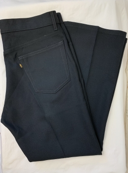 (36x29) Men's Vintage 70s Disco Levi's Polyester Pants! Deep, Dark Black.