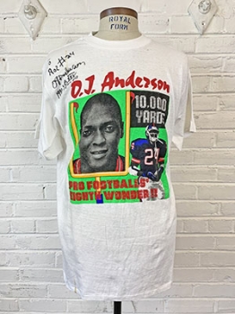 (L) Mens Vintage Signed Ottis O.J. Anderson Commemorative T-shirt! 1991 MVP Giants. As-Is.