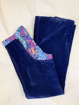 (32x32) Mens Vintage 70s Suede Bell Bottoms. Navy w/ Floral tapestry! As-Is.