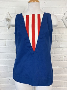 Women's Vintage 60s Sleeveless Nautical Top. Red, Off-White & Navy Blue! As-Is.