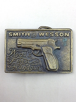 Vintage Belt Buckle, "Smith and Wesson", "Worlds Finest Handgun"